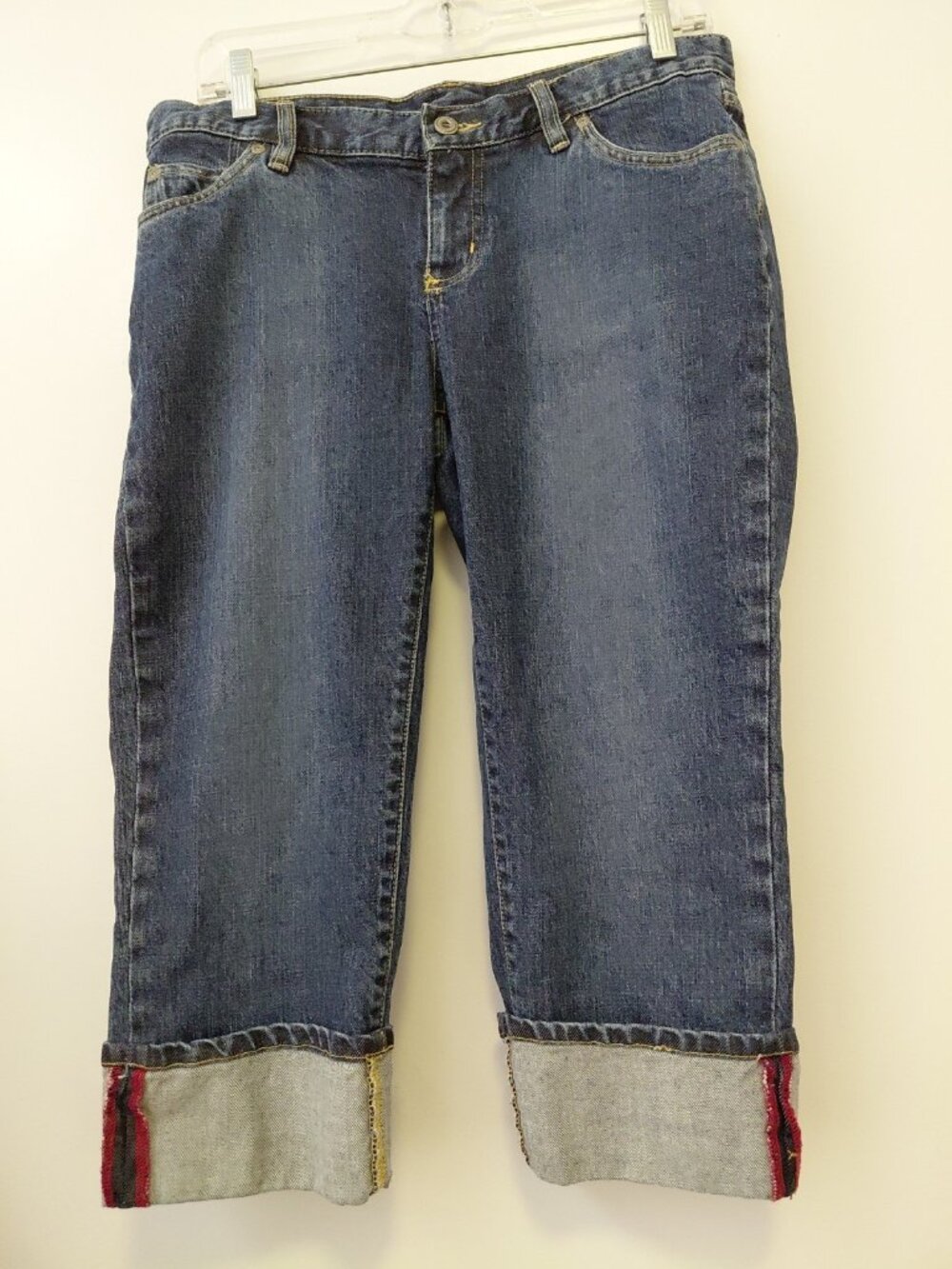 Columbia Cropped Blue Jeans Womens 4" Fixed Cuff 5 Pocket Size 6 Rockabilly